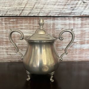 Preisner Pewter Sugar Bowl w/ Lid Footed Double Handle Vintage #2061